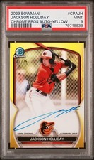 2023 Bowman Chrome - Prospects yellow Refractor Jackson Holliday 43/75 PSA 9