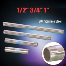 304 Stainless Steel Extension Tube 1/2"3/4"1" Double Male Thread Pipe Connector
