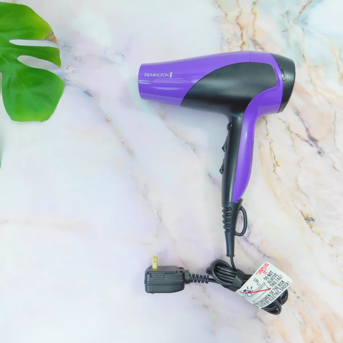 Remington D3190 Ceramic Ionic Tourmaline Hair Dryer 1875w 3 Heat 2 Speed Purple