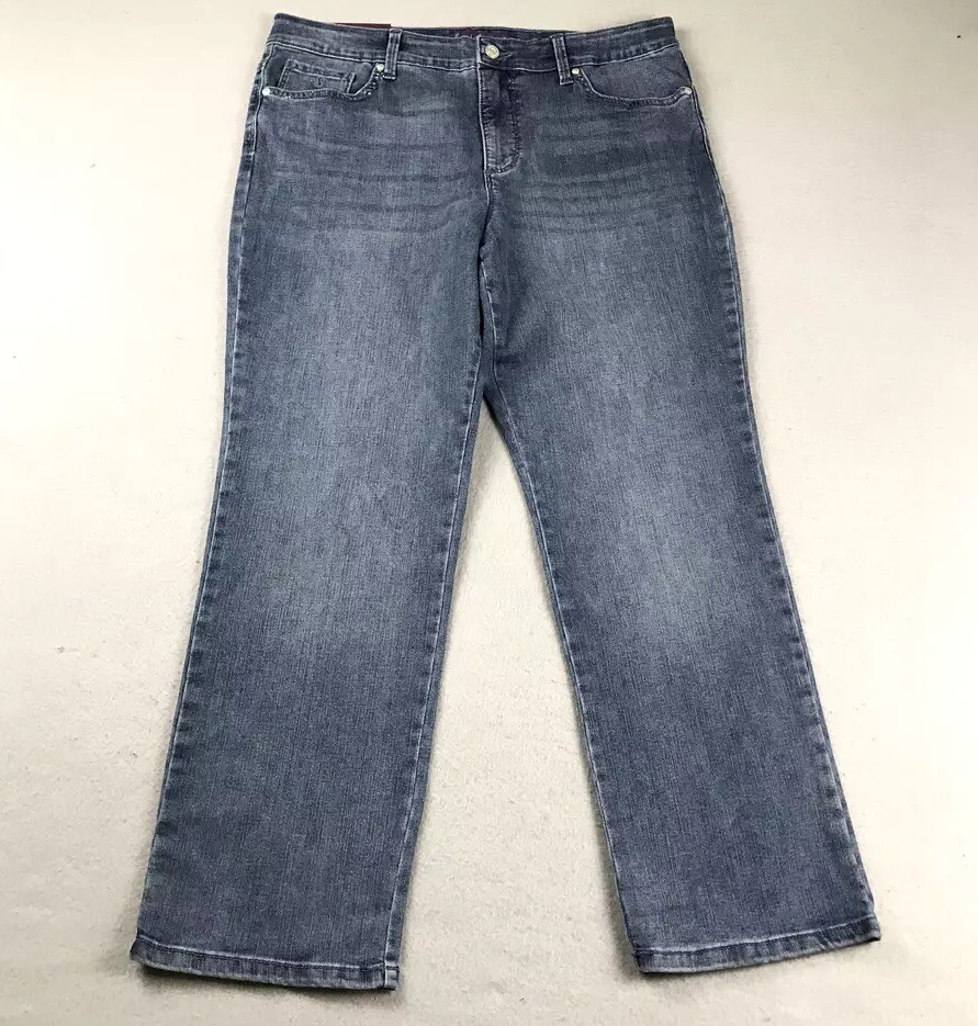 Women 14 Blue Denim Amanda 2.0 Flat Front Straight Nwt