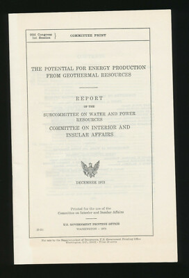 Potential Energy Geothermal Resources Gov Report Committee On Insular Affairs 73