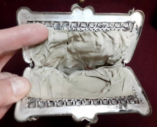 Antique Art Deco Mandalian Mosaic Mesh Flapper Purse Bag~Teardrop Beads, Lining - Picture 11 of 18