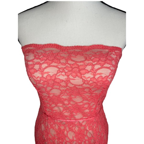 Adrianna Papell Hailey Coral Strapless Lace Mini Dress Size 4 - Picture 3 of 11