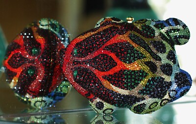 JUDITH LEIBER FROG MINAUDIERE CLUTCH SWAROVSKI CRYSTAL RAINFOREST