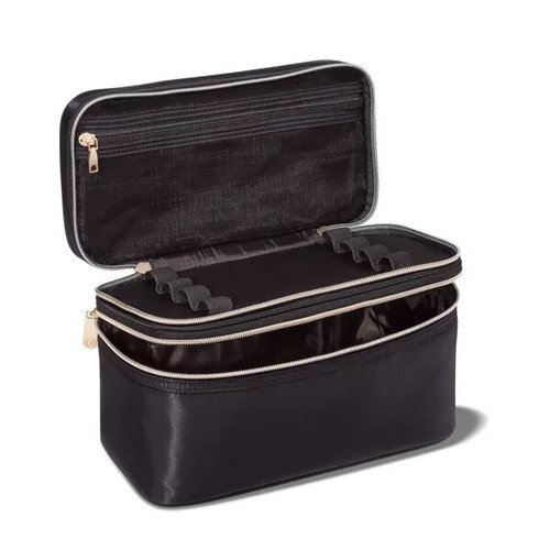 Double Zip Train Case Makeup Bag Black eBay