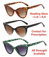 Women's Retro Cat Eye Rivet Tinted Blue Gray Brown Lens Reading Glass 1.0 6.0