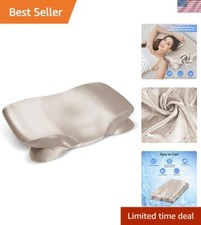 Satin Pillowcase for Cervical Pillow - Smooth  Soft Champagne Cover with Zipper