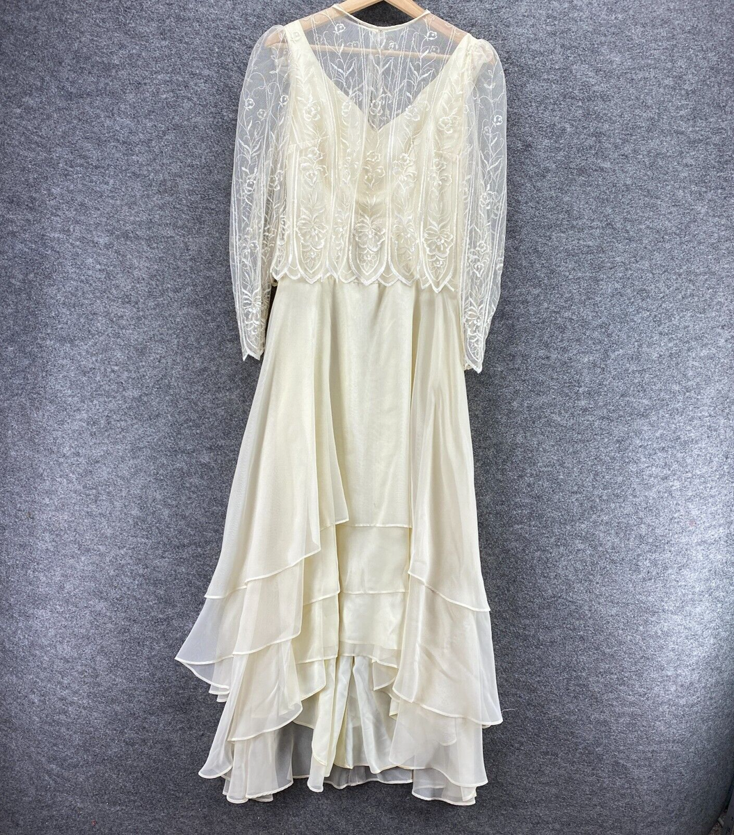 beige frill sleeve maxi dress Women's Gemma Illusion Ruffle Maxi Dress XS/S/M/L/XL/Customize Gilded Beige  MEAN BLVD