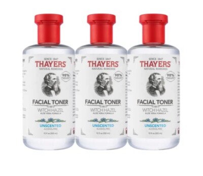 Lot Of 3 Thayers Alcohol Free Unscented Witch Hazel Facial Toner Aloe Vera 12oz