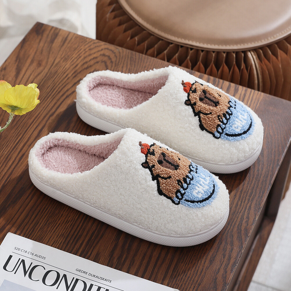 APL Capybara Fluffy Home Slippers Plush Slippers Comfortable Anti Slip for Winter