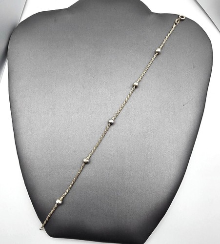 VTG Sterling Silver Twisted Rope Chain Anklet Beaded Accents Beach Jewelry - Picture 5 of 8