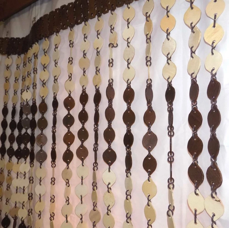 Cortina de madera con cuentas ventana puerta habitación divisor pantalla decoración hecha a mano en Ucrania Foto 4 de 4