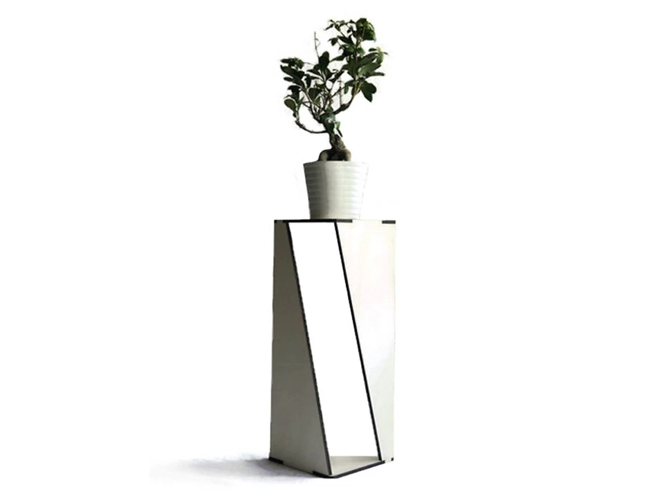 Modern Tall Triangle Wooden Pot Plant Stand Corner Table Cabinet Accent Flower - Image 3 of 4