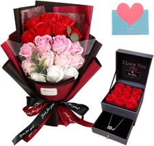 EIGHTOWN Roses Bouquet Artificial Flower - Preserved Red Rose Flowers with Love 