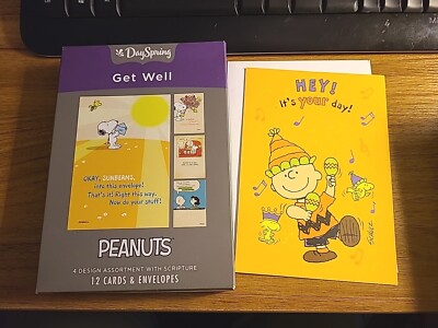 Box of 11  Get Well Cards Peanuts Snoopy DaySpring New Open Box Plus 1 Bday