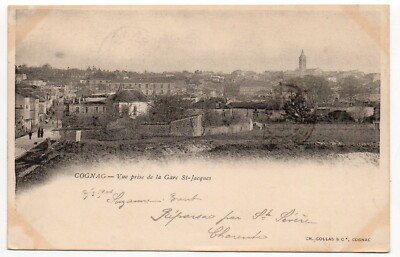 COGNAC - Charente - postcard 16 - view taken from St Jacques station - map 1900
