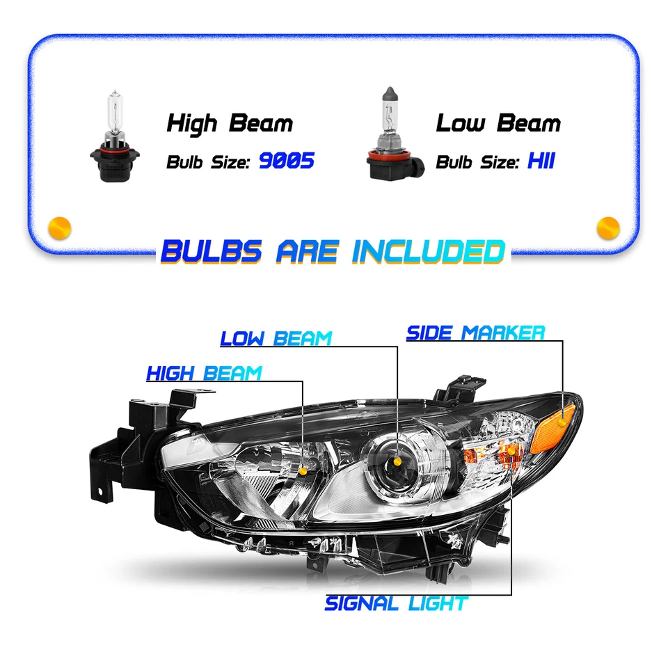 适用于 14 15 16 17 马自达 6 卤素车头灯左右双带灯泡 LH+RH — 第 2/4 张图片