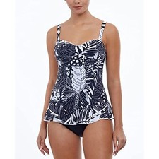 Gottex Black And White Underwire Tankini Size 32D NWOT