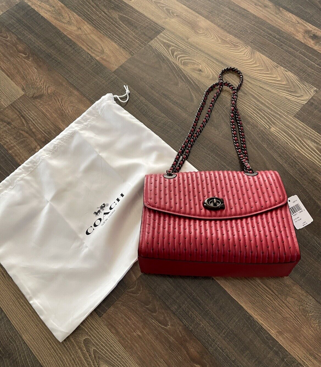 Coach Parker Quilted Bag with Rivets Apple Red Brand New -READ
