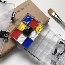 Watercolor Palette Box 24-Well Paint Palette Box Airtight Leak Proof Travel Case