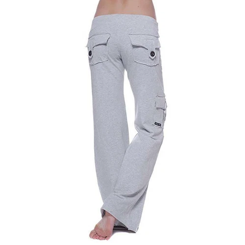 Damen Kampf Cargo lange Hose Hose Fitnessstudio Sport Freizeit lockerer Unterteil - Bild 17 von 30