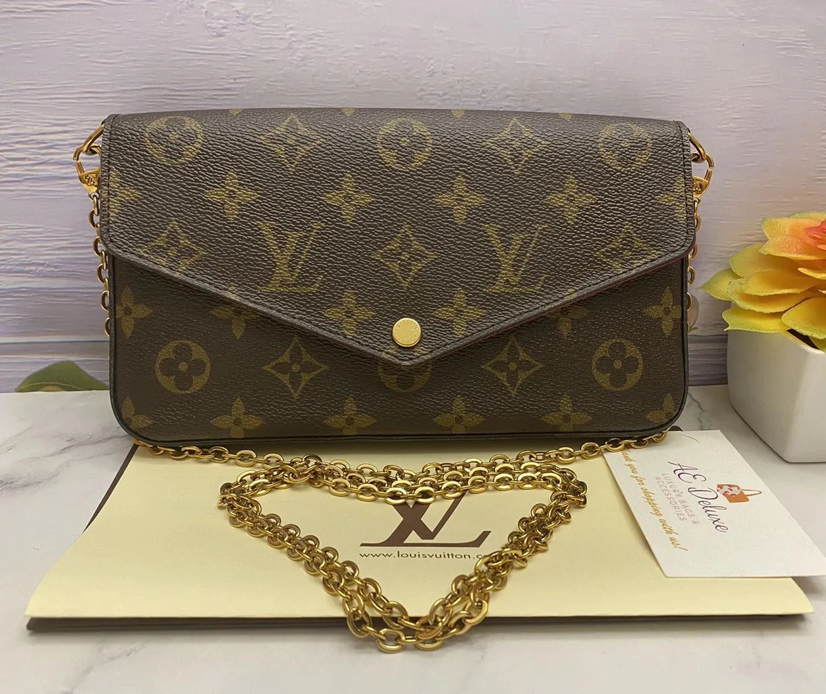 🌸 Louis Vuitton Felicie Monogram Fuchsia Clutch Crossbody (SP2186) +  Receipt 🌸