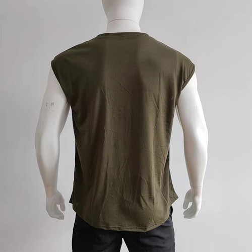 Mens Workout Tank Top Sleeveless Round Neck Gym Bodybuilding Cut Off T Shirts - Picture 22 of 61