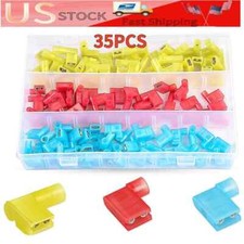 35PCS Insulated 90 Degree Right Angle Connectors Nylon Female Flag Terminal US