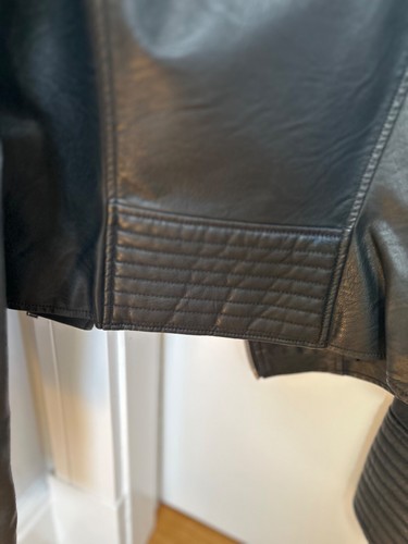 Ladies faux leather collarless biker jacket size 8 Bla - Picture 5 of 5