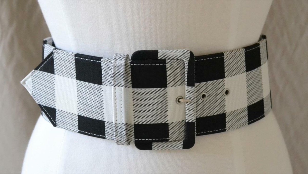 Derek Lam Black & White Plaid Wide Belt Size 4 | eBay