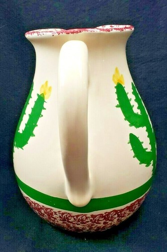 Vintage Portugal Pottery Hand Painted 8" Pitcher Cactus Sombrero Folk Art Rustic - Picture 4 of 6