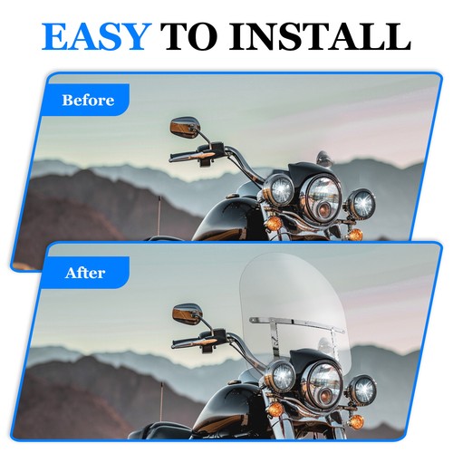 Detachable Windshield Windscreen For Harley Touring Road King CVO FLHR 1994-2024 - Picture 7 of 21