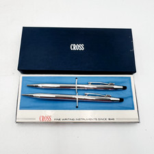 Vintage Cross 3501 Chrome Ball Pen and Pencil Set  In Box