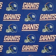 NFL NEW YORK GIANTS HELMET LOGO BLUE Cotton Fabric Piece BY THE YARD 36" x 58"