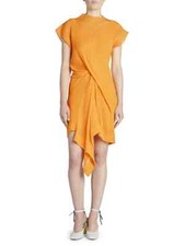 Nina Ricci Draped Cotton & Silk Dress Mango One Size MSRP: 1,450.00