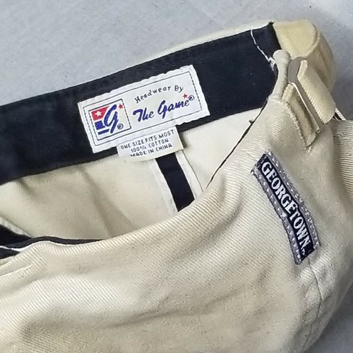 Georgetown University Hoyas Baseball Cap Khaki Cotton Adjustable Hat Stained - Picture 6 of 7