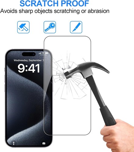 3 x protection d'écran film économiseur de verre trempé pour iPhone 15 Plus Pro Max - Photo 2 sur 6