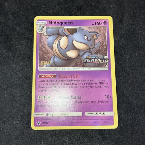 2019 Pokémon TCG Team Up STAFF Nidoqueen SM160 Holo Promo NM Near - Mint - Picture 3 of 24