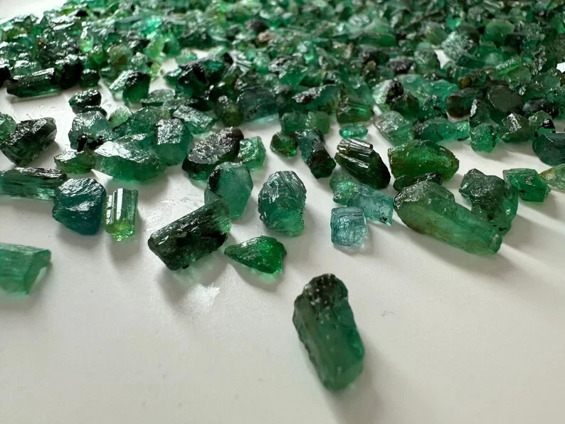 10 Pcs Emerald Rough, Zambian Emerald Rough, Emerald Rough For Pendant, Raw Lot. - image 3 of 3