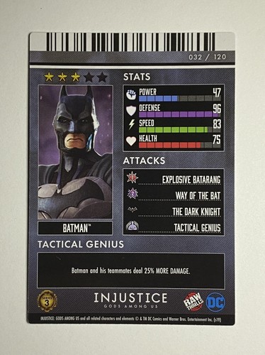 DC Injustice Arcade Series 3 Card “Batman” Foil #032/120 - Picture 2 of 2