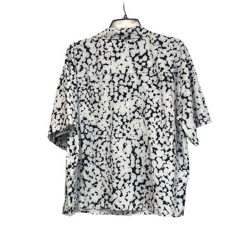 DKNY Women's Printed Satin Shirt, White/Black, XL - Picture 5 of 10