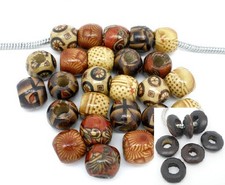 Painted Wooden Beads Spacer Rondelle Mixed Pattern Craft Jewelry DIY Lot