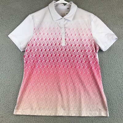 Nivo Golf Shirt Women's Large White Patterned Short Sleeve Polo