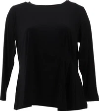 DG2 Diane Gilman Asymmetric Pleated Side Top Black M NEW (156)