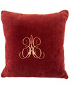 Set 2 Ethan Allen Burgundy Gold Velvet Custom Throw Pillows 16" Square