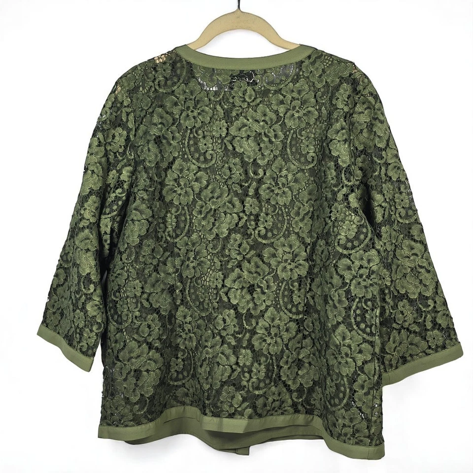 Conjunto de chaqueta y camiseta sin mangas Linea by Louis Dell'Olio de encaje verde oliva mujer 16 retro Foto 4 de 4