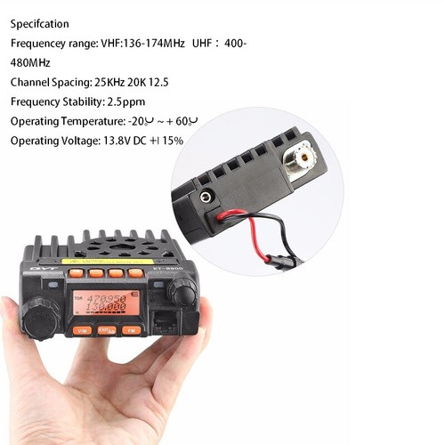 QYT KT-8900 Dual Band UV Transceive 25W Color Screen Mini Mobile Radio With USB - Picture 3 of 10