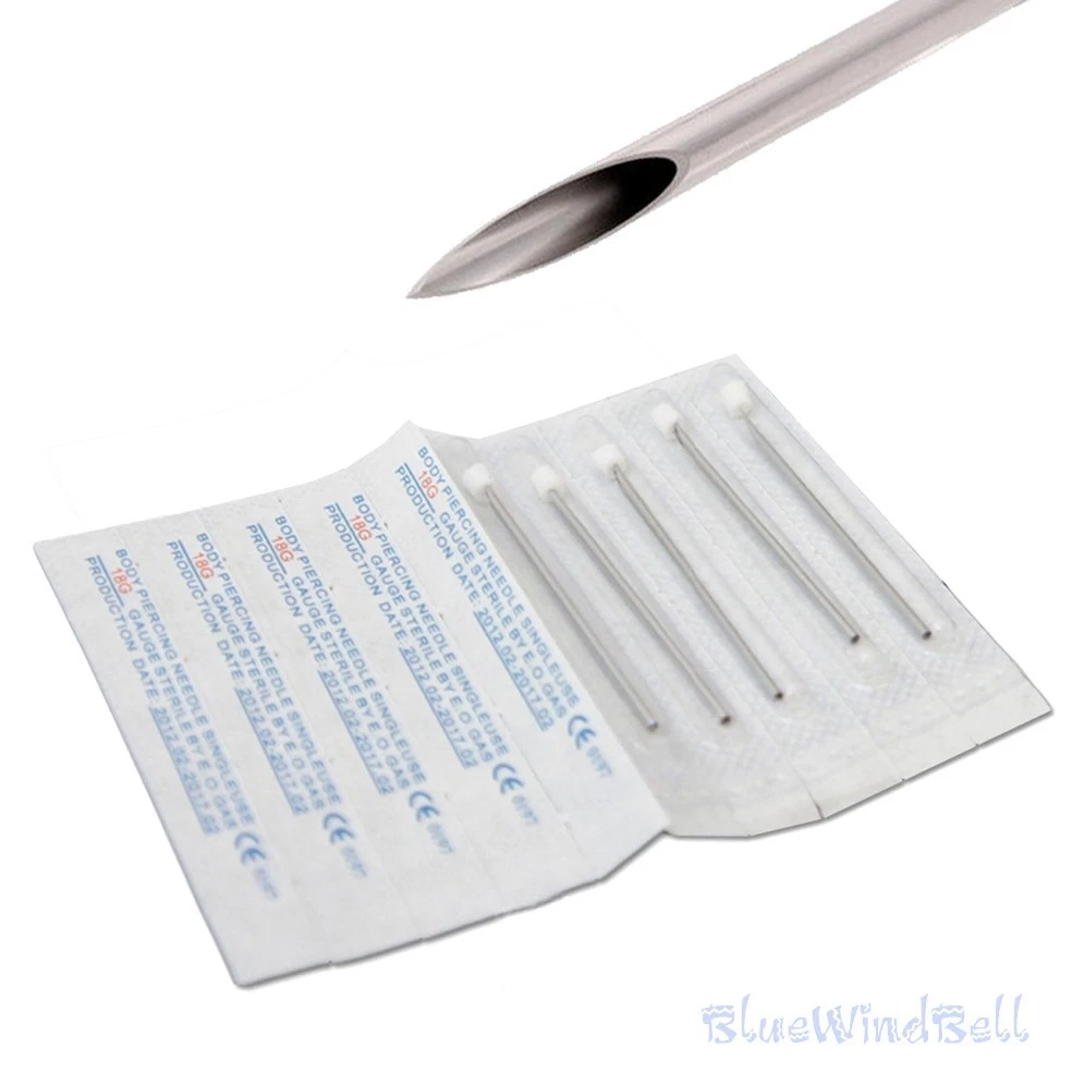 10,30,50 Sterile Body Piercing Needles 10,12,13,14,15,16,18,20G Navel Ear Nose image 1