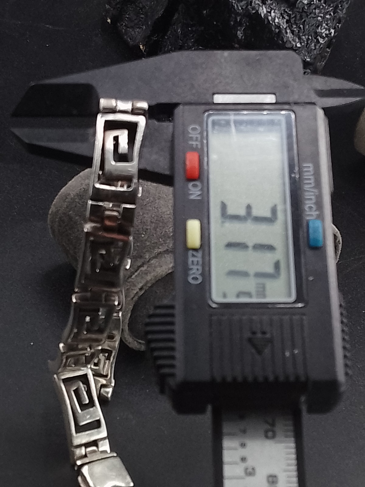 Mens Heavy Sterling Silver Greek Key Bracelet Snap Clasp 9", 45g. Taxco Vintage image 6