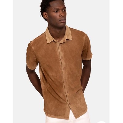 Cotton Citizen Presley Short Sleeve Button down Shirt Vintage Clay Brown Mens M